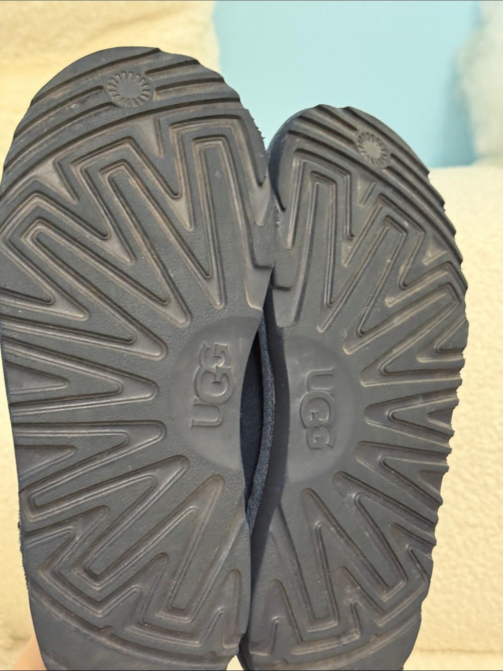UGG Kids Dark Navy Suede Slip-On Clogs - Picture 12 of 13